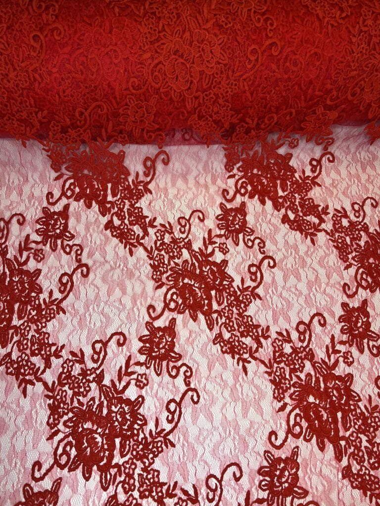Luxurious Evening Red Lace Fabric