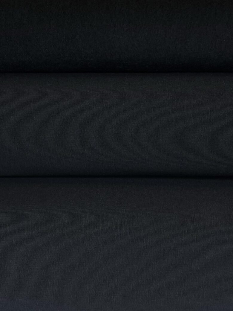 Double-sided looped fabric with fleece in black (MX06)