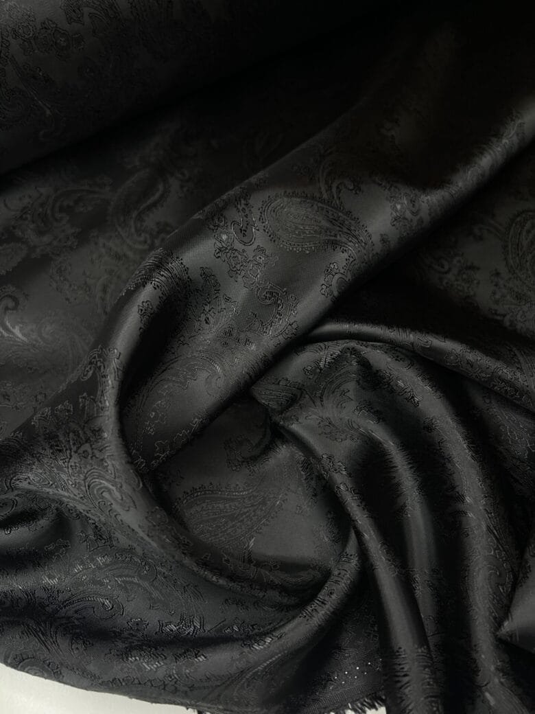 Italian Lining Fabric "Black Paisley" Pattern