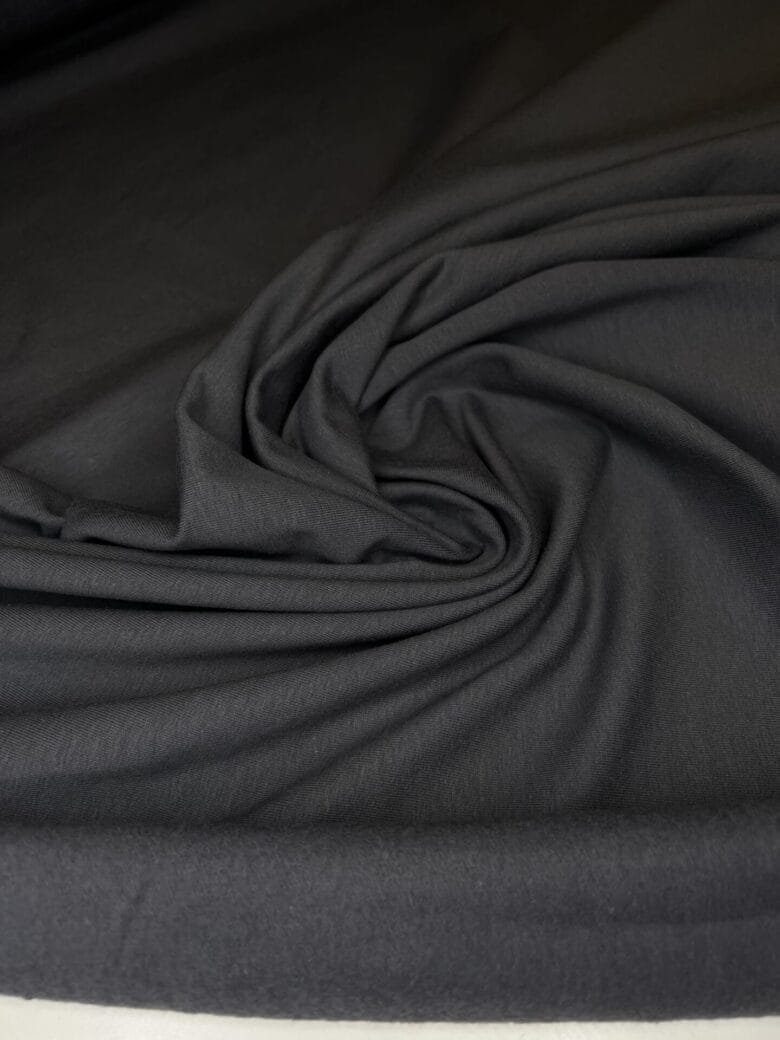 Double-sided looped fabric with fleece in graphite gray color