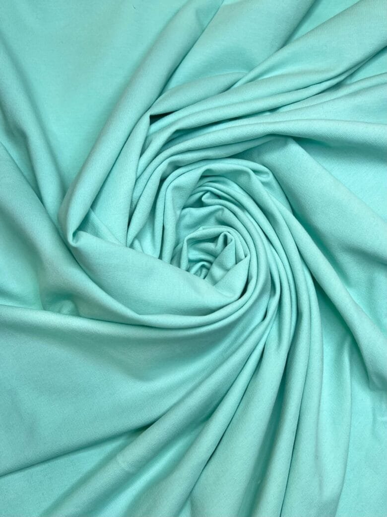 Double-sided loop knit fabric in mint color