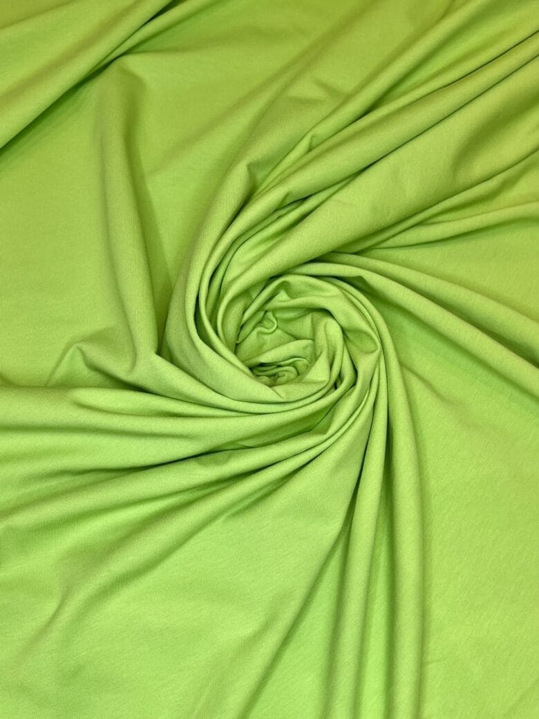 Double-sided loop knit fabric in light green color