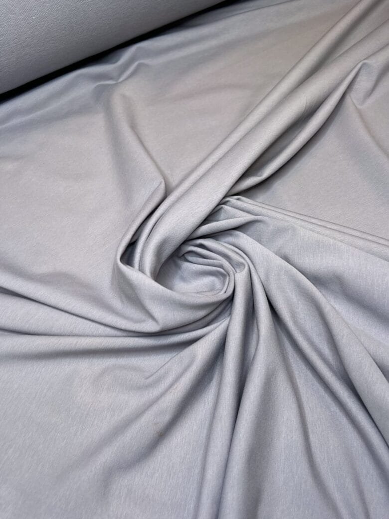 Double-sided loop knit fabric in grey color