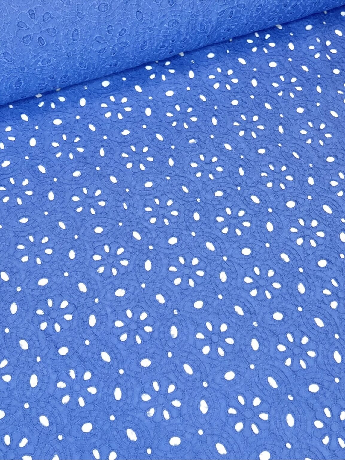 Embroidered cotton in sky blue color