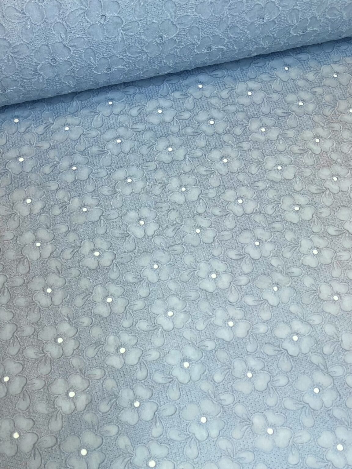 Embroidered cotton in light blue