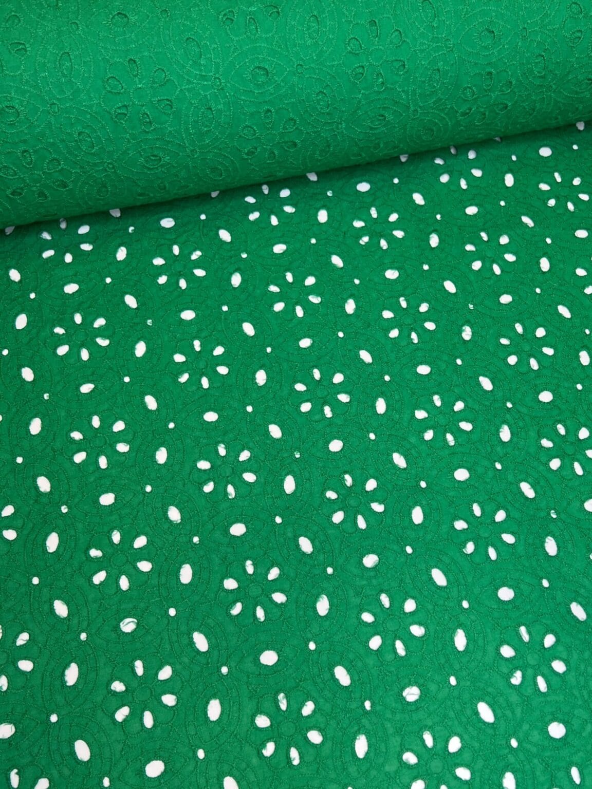 Embroidered Cotton in Green Color