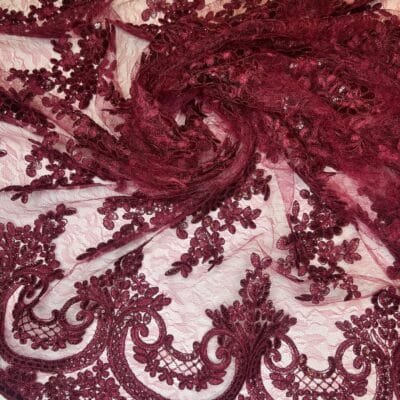 Turkish lace with burgundy sequins - Image 1
