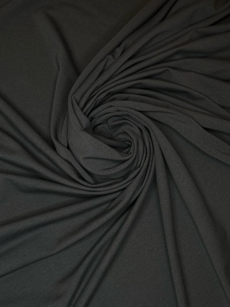 Double-sided loop knit fabric in graphite gray color