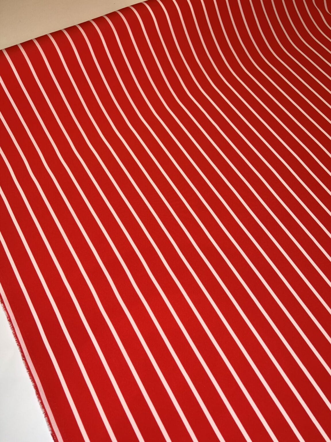 "Silky" Fabric "Red Stripe"