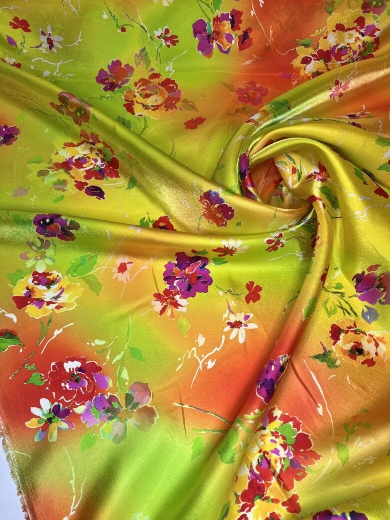 Italian satin fabric with silk in vibrant colors
