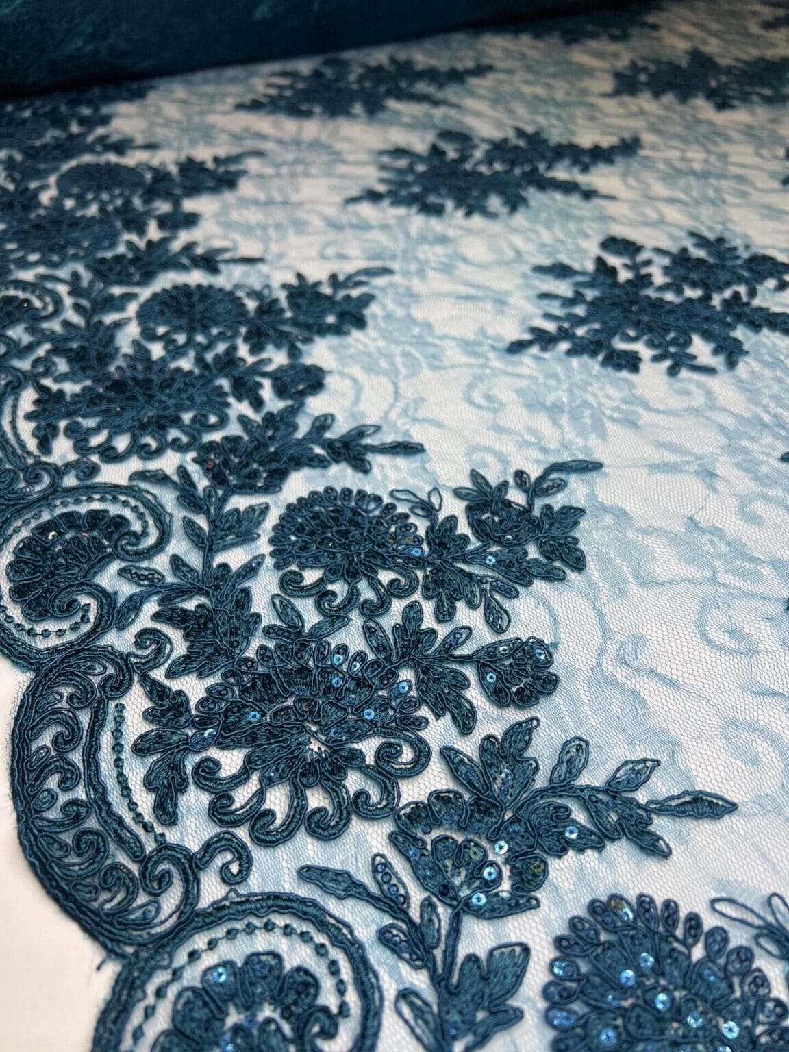Turkish Evening Lace in Water Blue Color