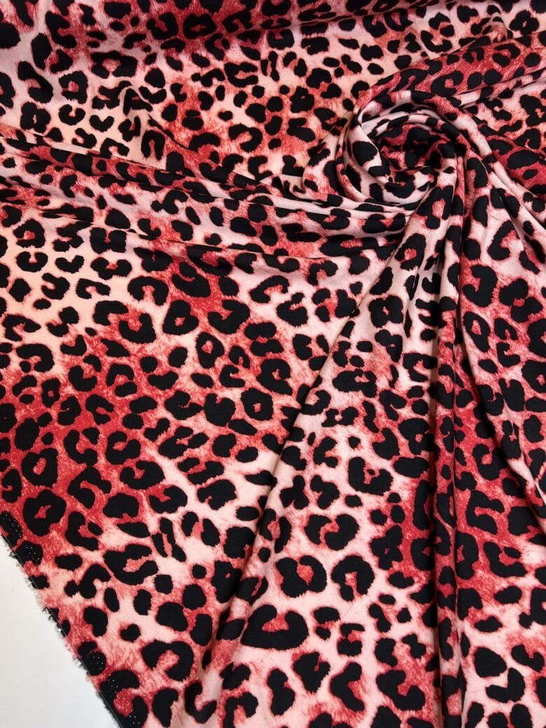 Viscose fabric in pink leopard print