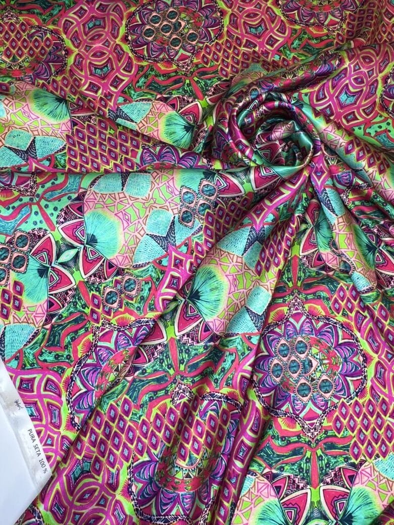 Italian Satin Collectible Natural Silk "Kaleidoscope" (price for leftover 2 m)