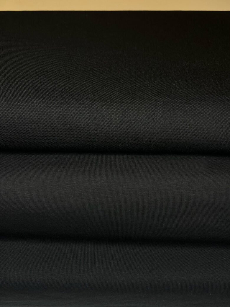 Double-sided loop knit fabric in black color 240 gr/m2 (MX06)