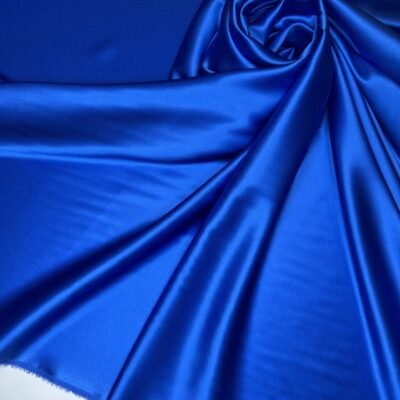 Itāļu kolekcijas satīna vienkrāsains zīds ar elastānu „Karaliski Zilā” krāsā - Image 1