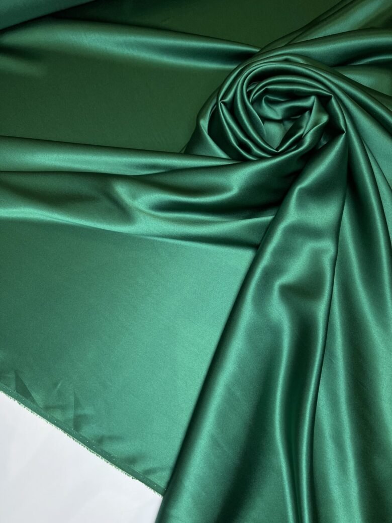 Italian collectible satin solid silk with elastane in "Emerald Green" color