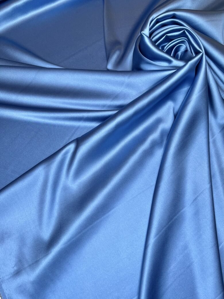 Italian Collectible Satin Solid Color Silk with Elastane in "Water Blue" Color