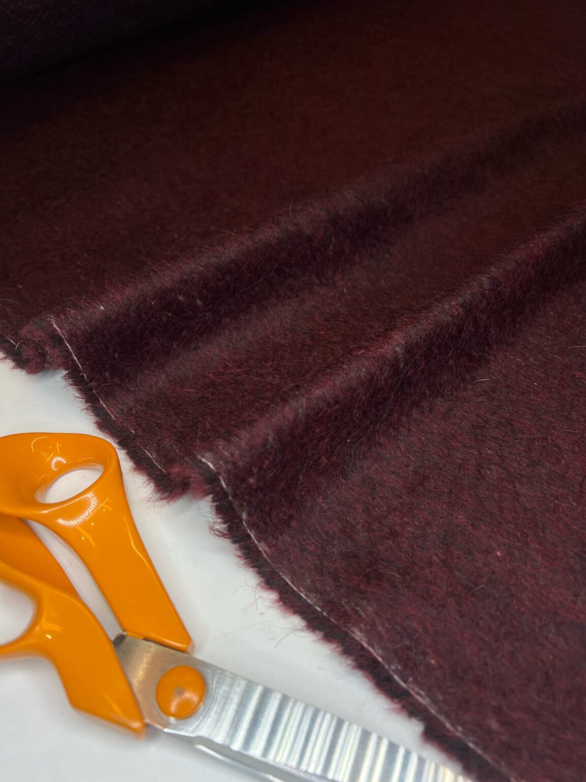 Italian MOHAIR wool coat fabric in burgundy color (price for leftover 0.5 m)