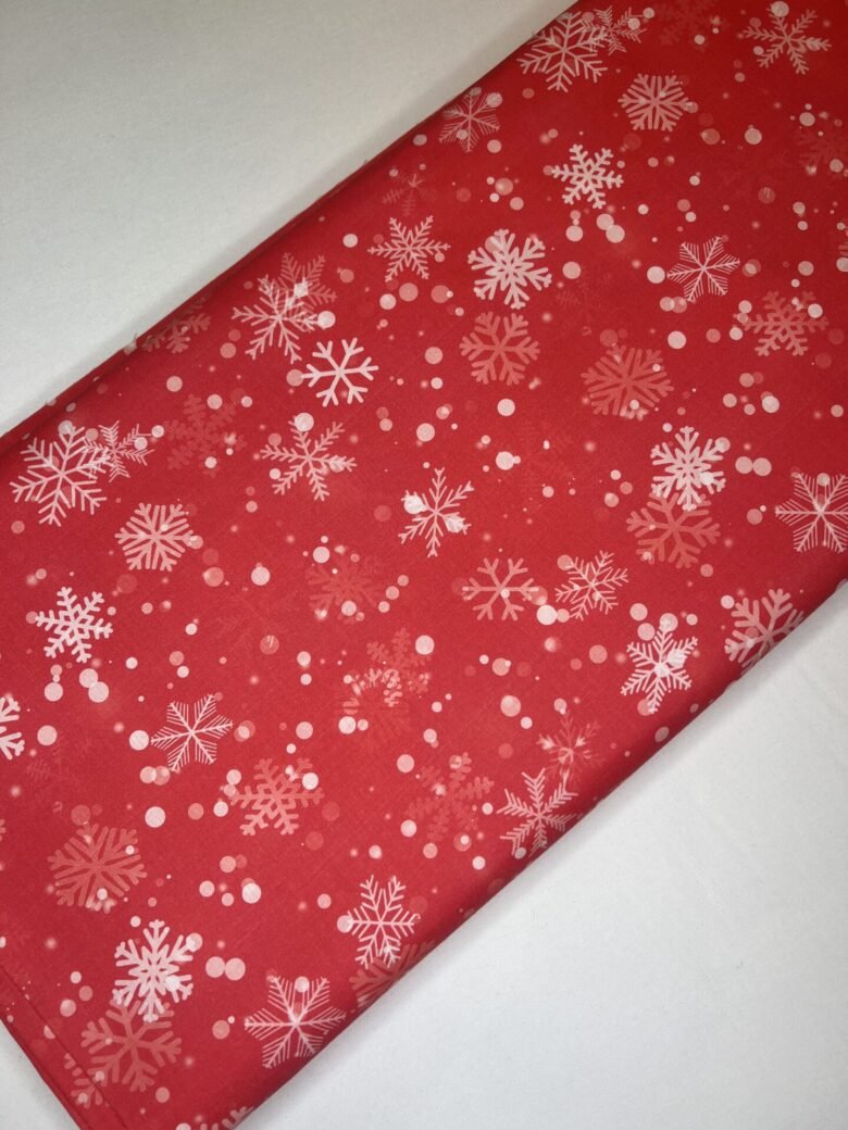 Cotton - calico "Red Snowflakes" (WITH DEFECT)