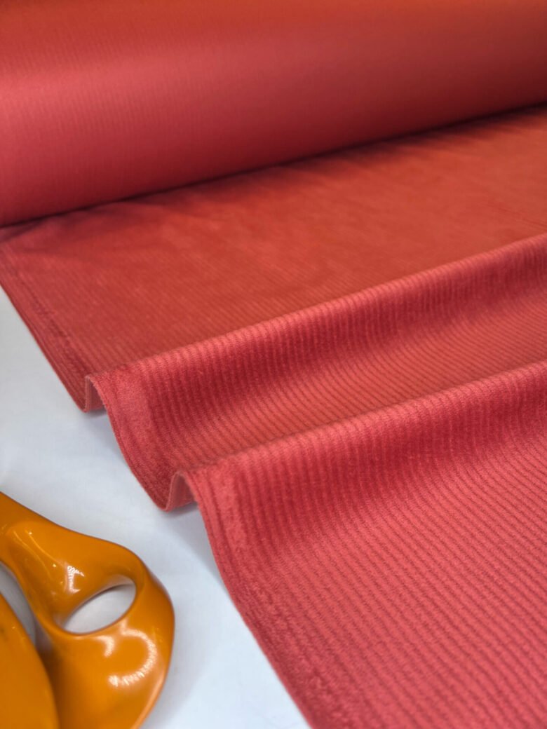 Coral-colored velvet with elastane