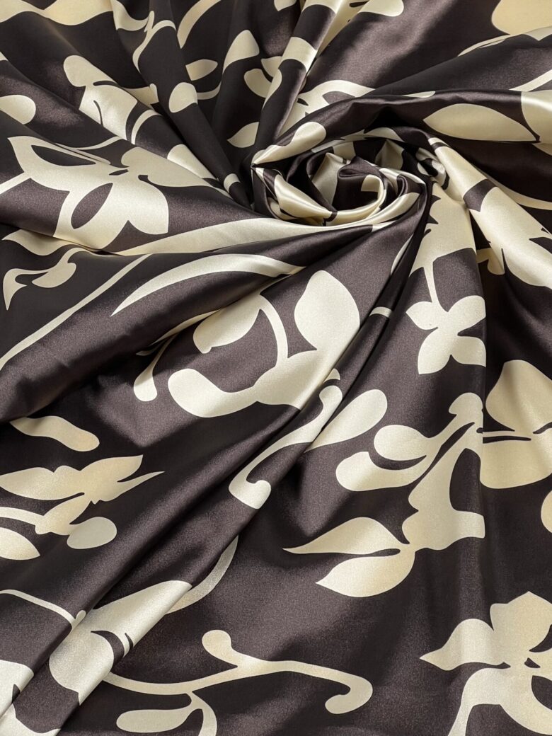 Stretch Satin with Patterns "Black Chocolate"