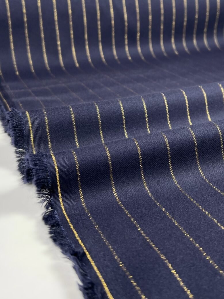 Striped Suit Fabric with Elastane in Blue Color