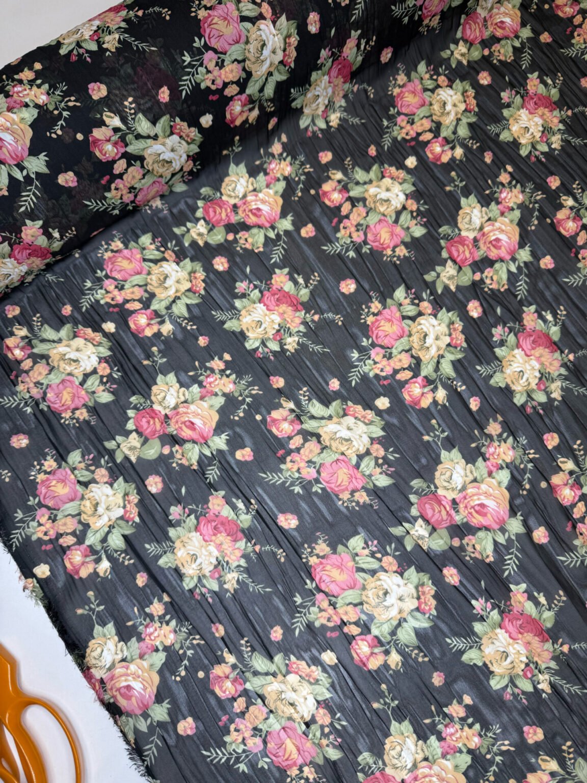 Pleated Chiffon "Night Rose"