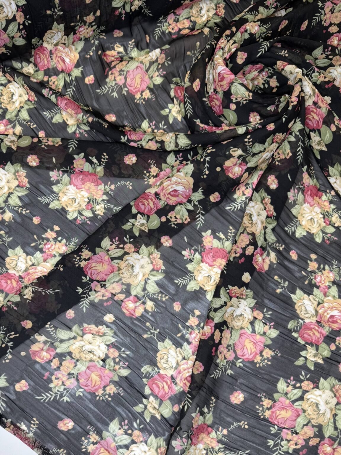 Pleated Chiffon "Night Rose"