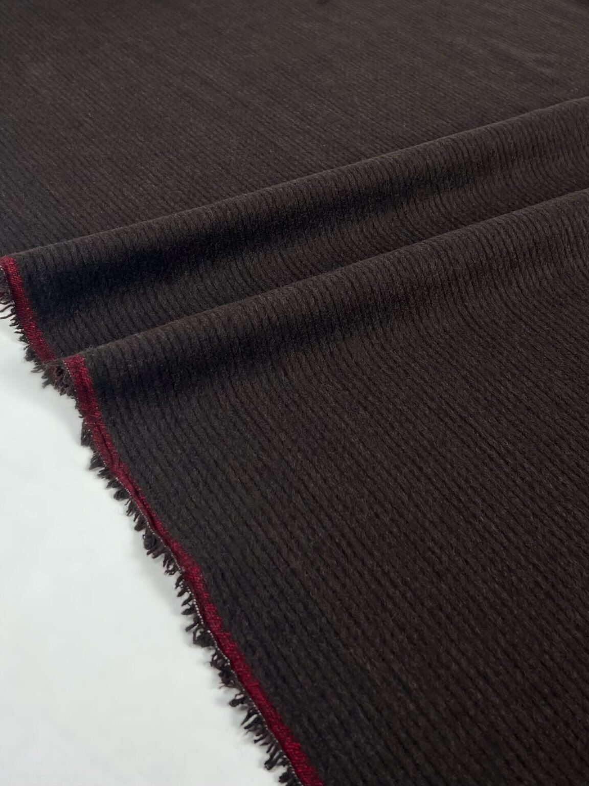Italian textured fabric coat with wool in dark brown color