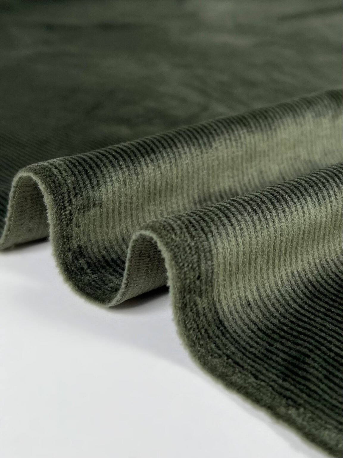 Soft velour in moss green color