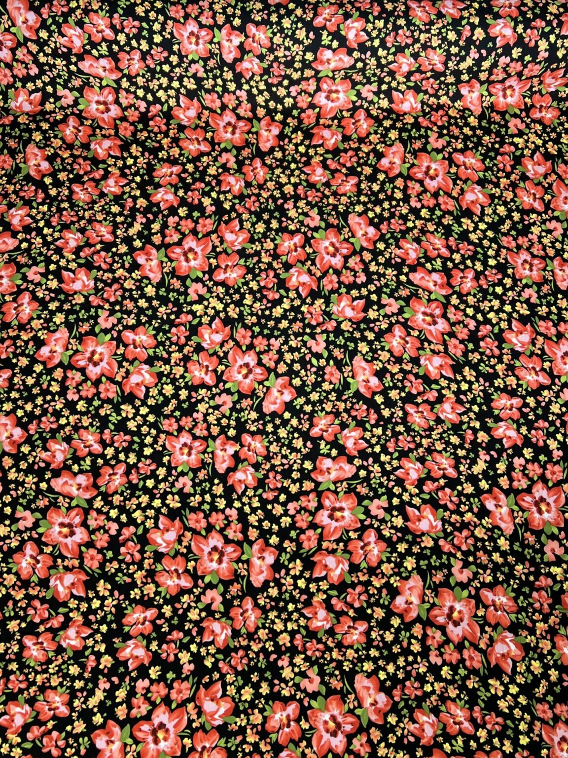 Light Viscose Fabric with Colorful Floral Pattern