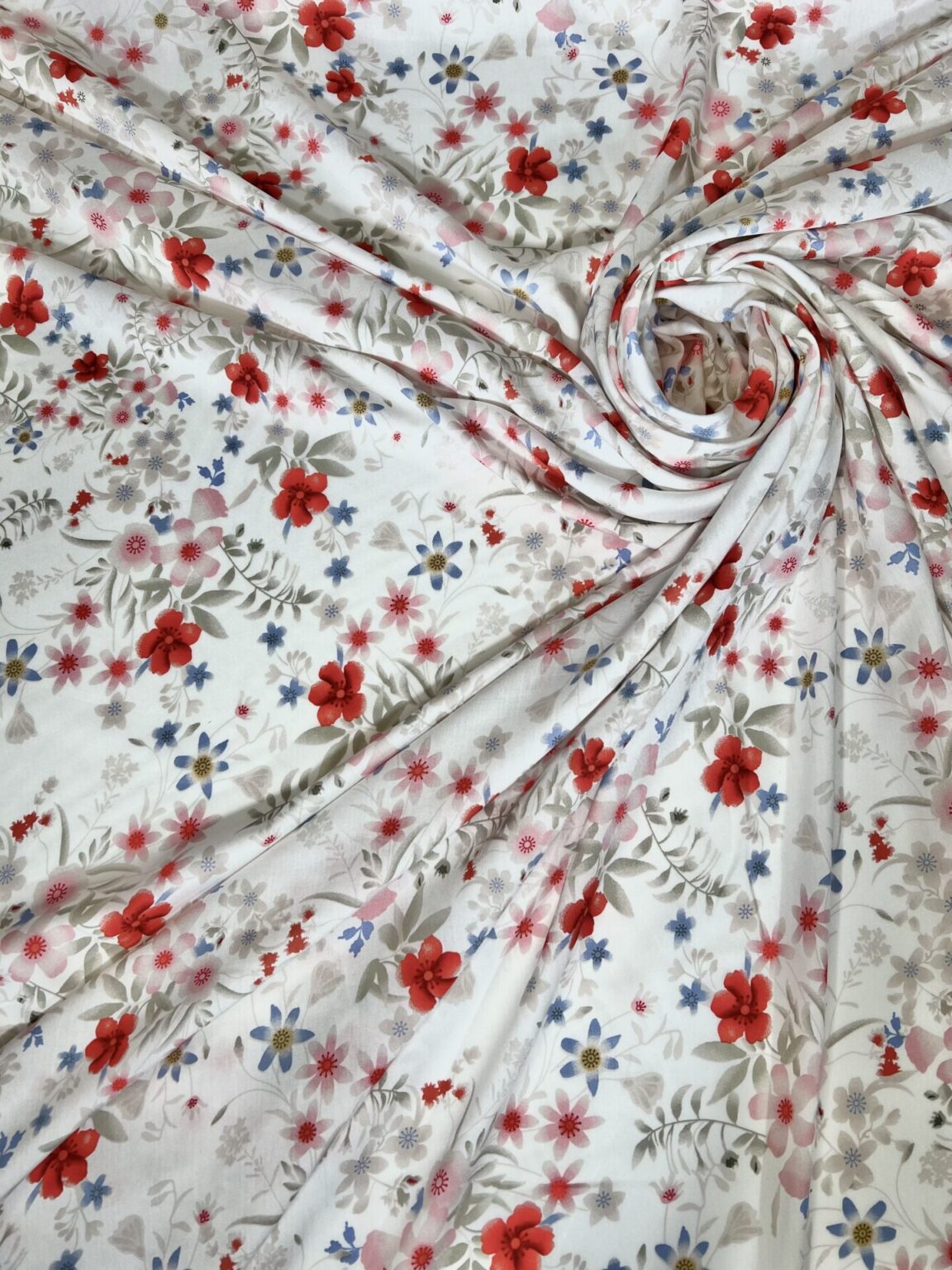 Light Viscose Fabric with Floral Pattern