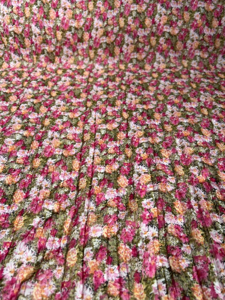 Pleated Chiffon "Colorful Flowers"