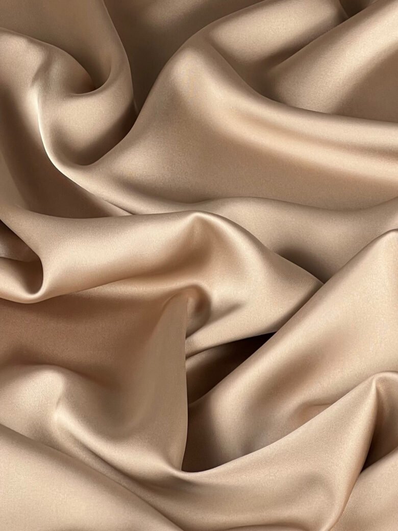 Double-sided satin with elastane in "Beige" color