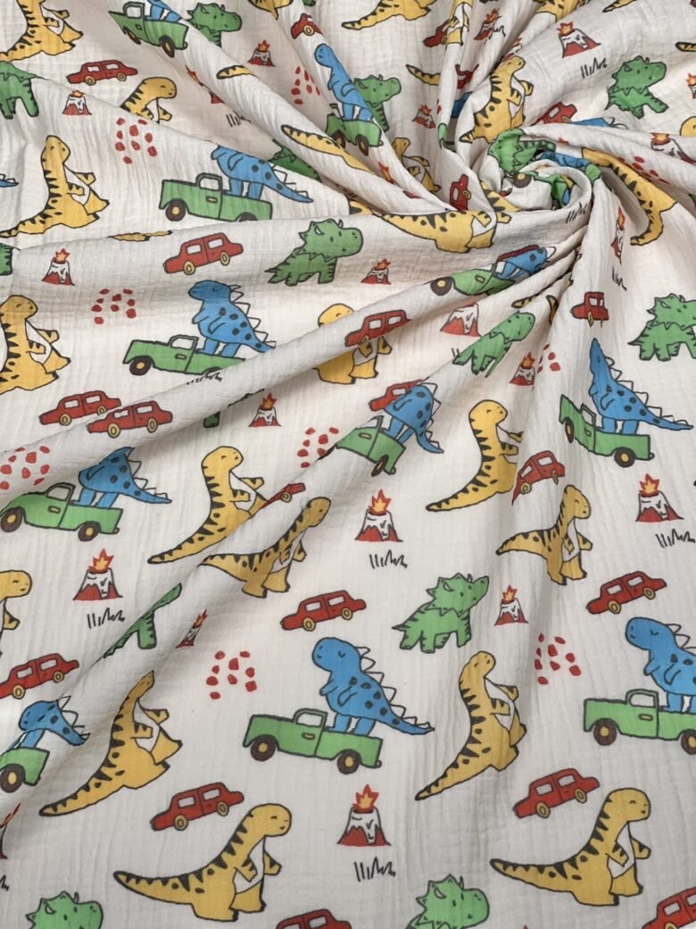 DIGITAL PRINT drukas muslīns ar dizainu „Dragons“