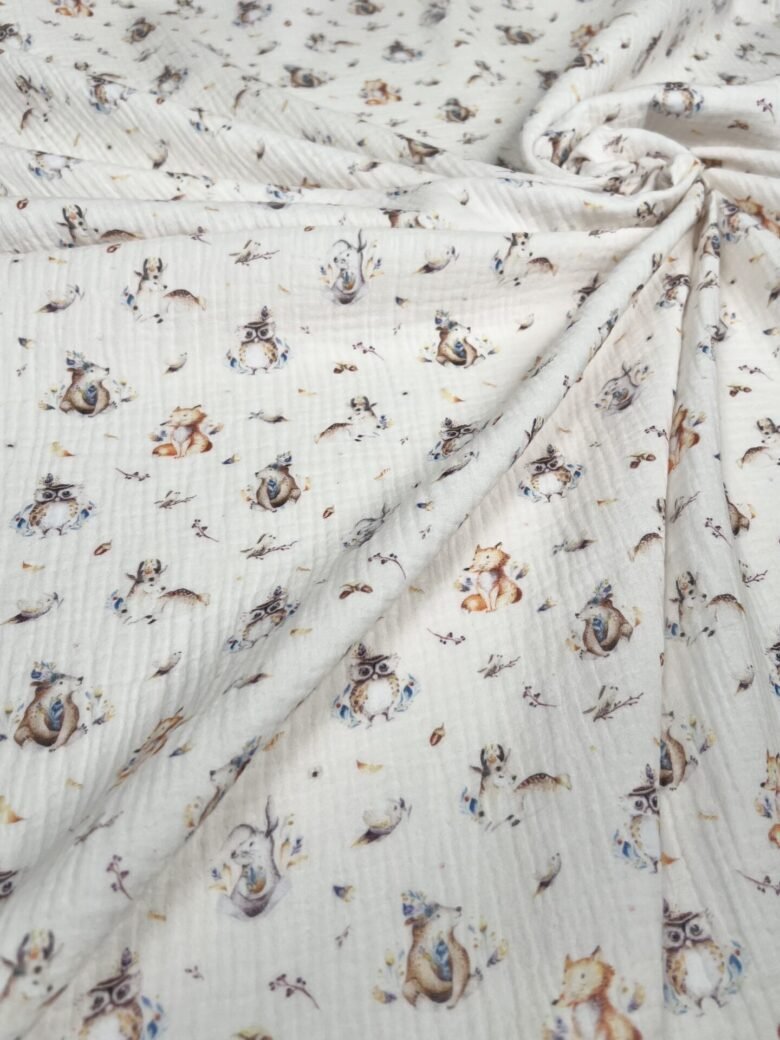 DIGITAL PRINT muslin fabric with the design "Forest Feast"