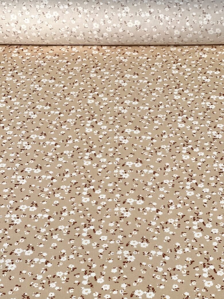 Viegls viskozes audums „Sakura Beige“ dizainā