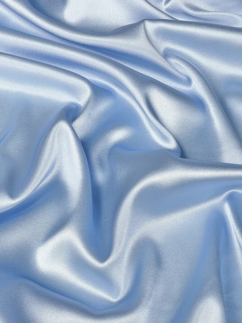 Italian collectible satin solid color silk with elastane in "Baby Blue" color