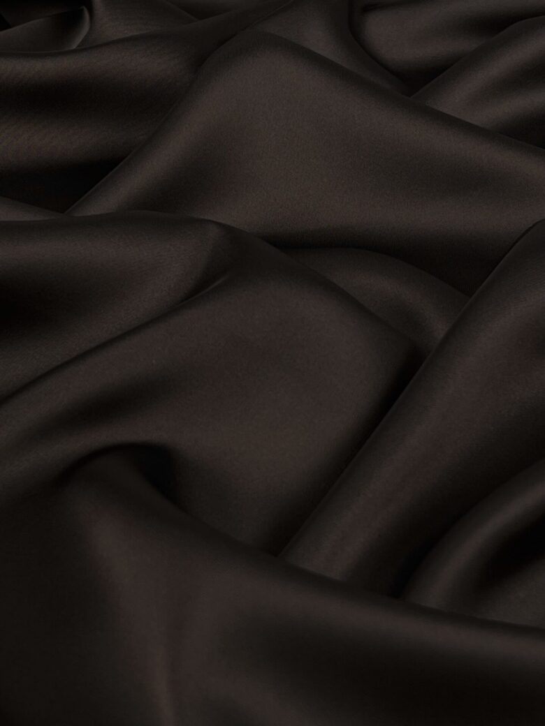 Dvipusis satinas su elastanu „Dark Brown“ spalvos