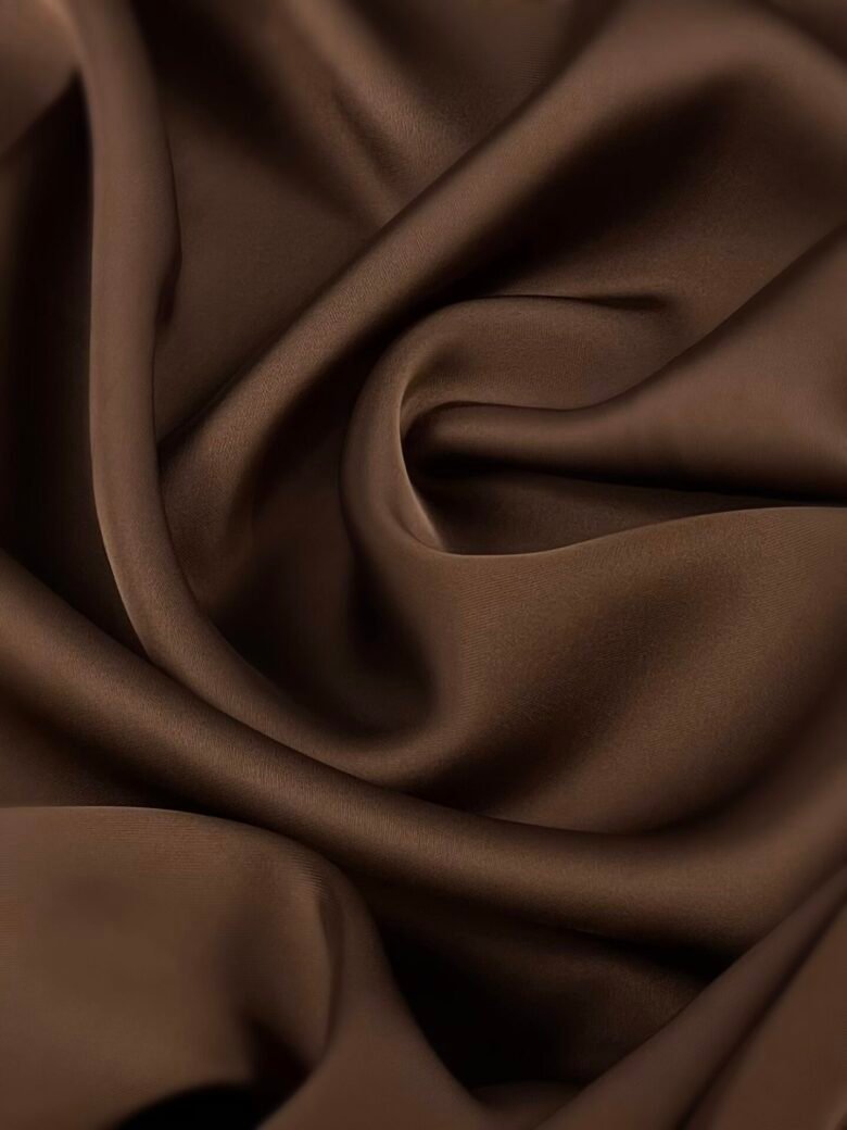 Double-sided satin with elastane in "Chocolate Brown" color