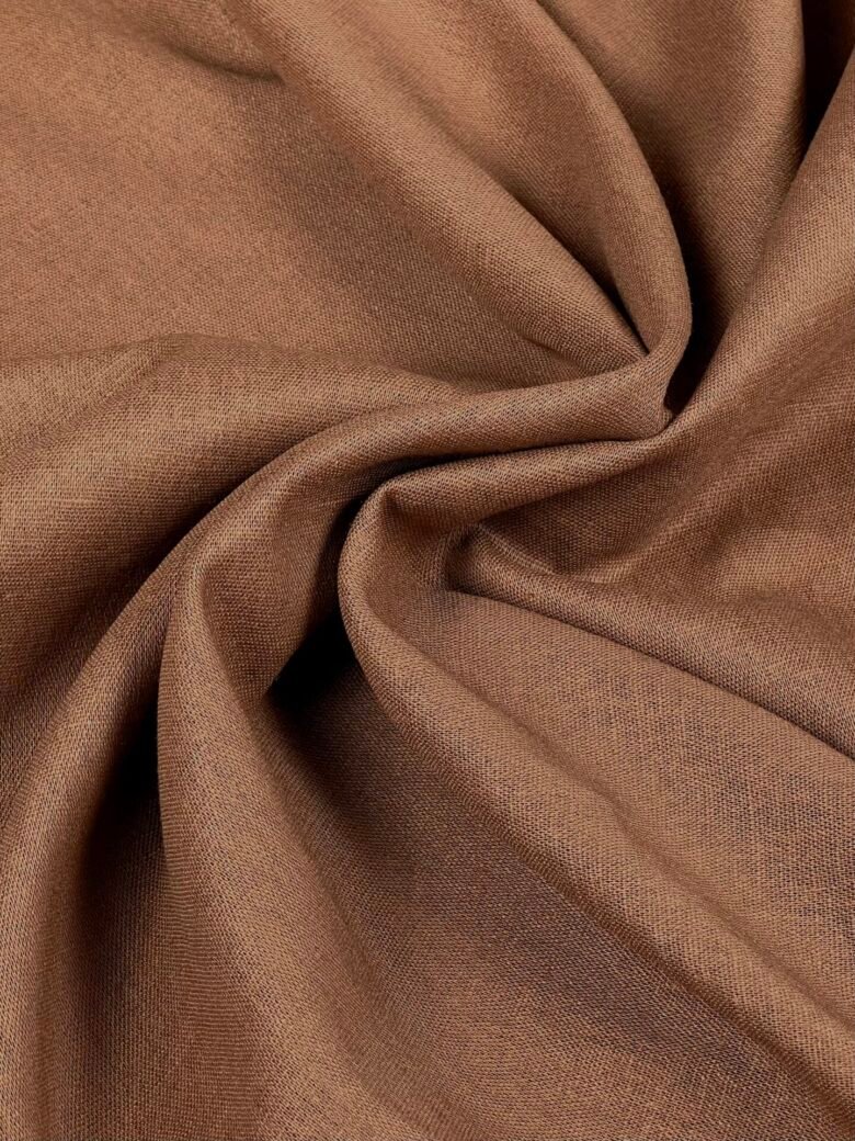 Brown linen and viscose fabric