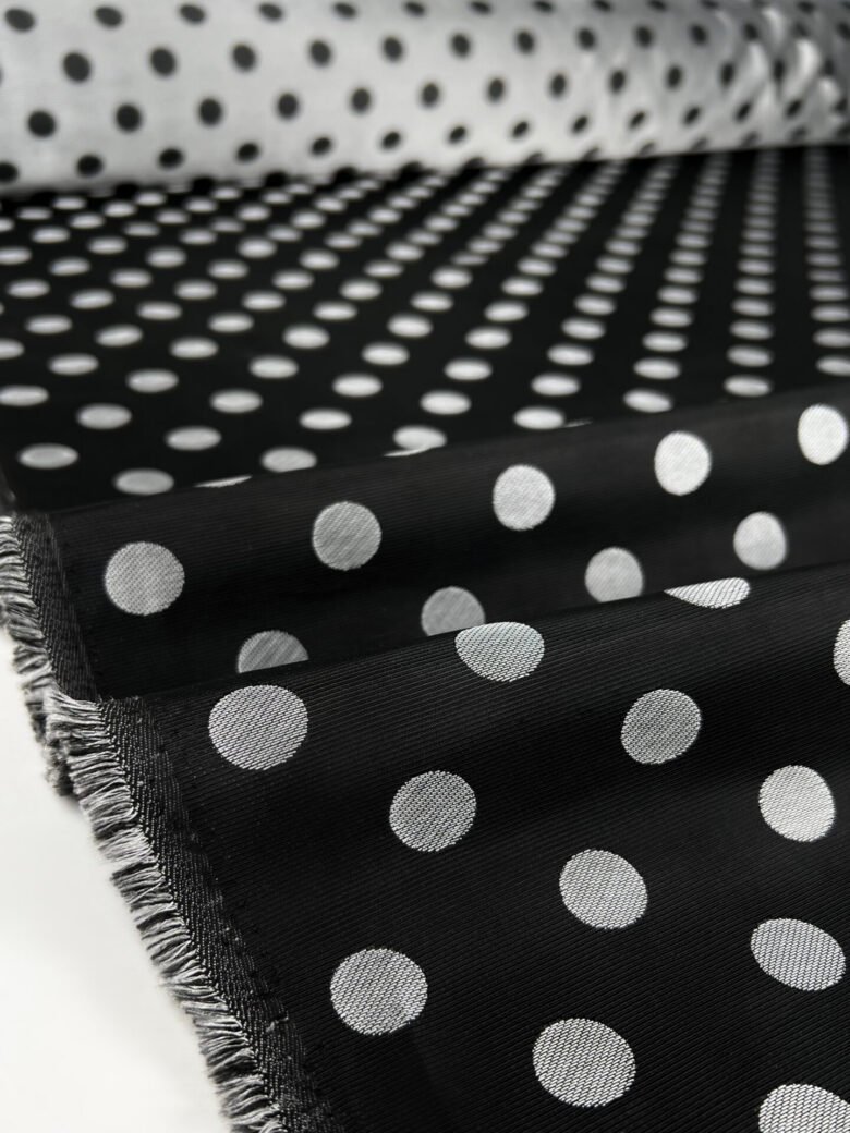 Dvipusis žakardas burbulų rašto „Black & Silver“