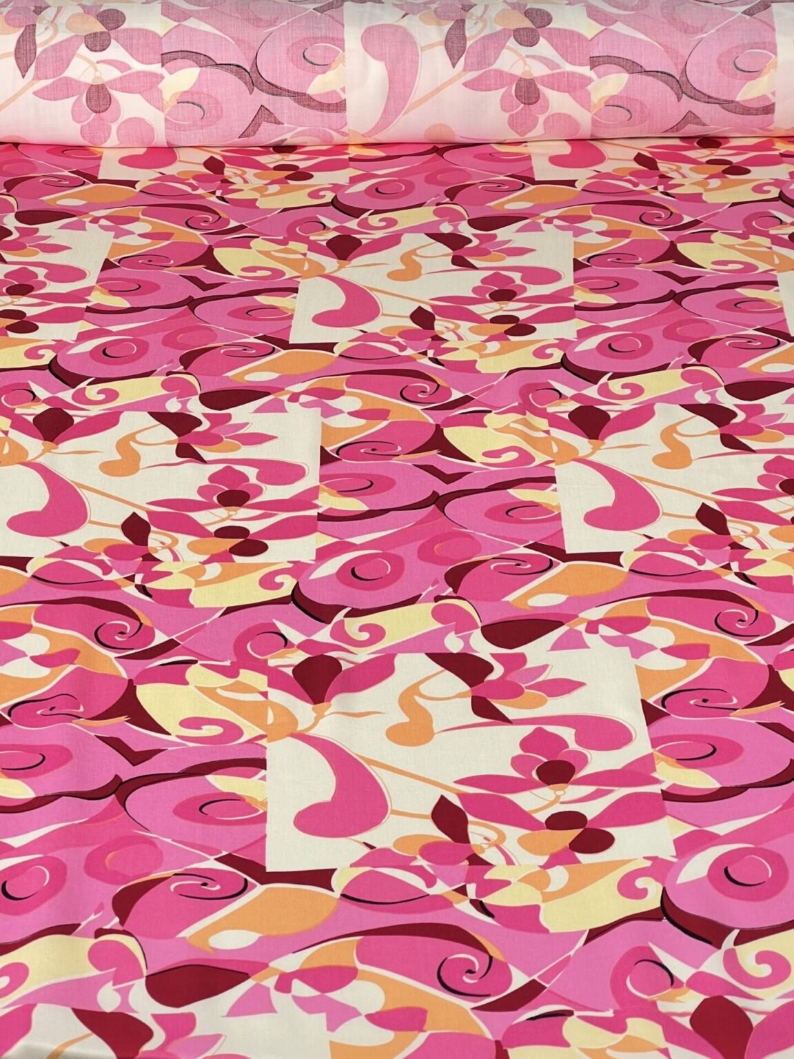 Luxurious Viscose Satin "Pink Abstraction"