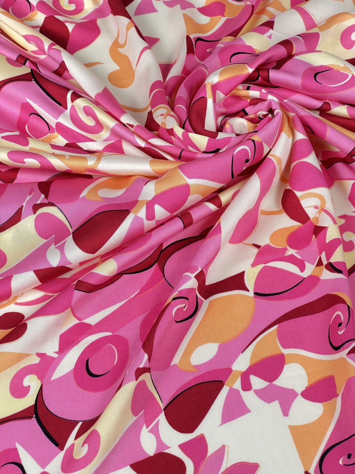 Luxurious Viscose Satin "Pink Abstraction"