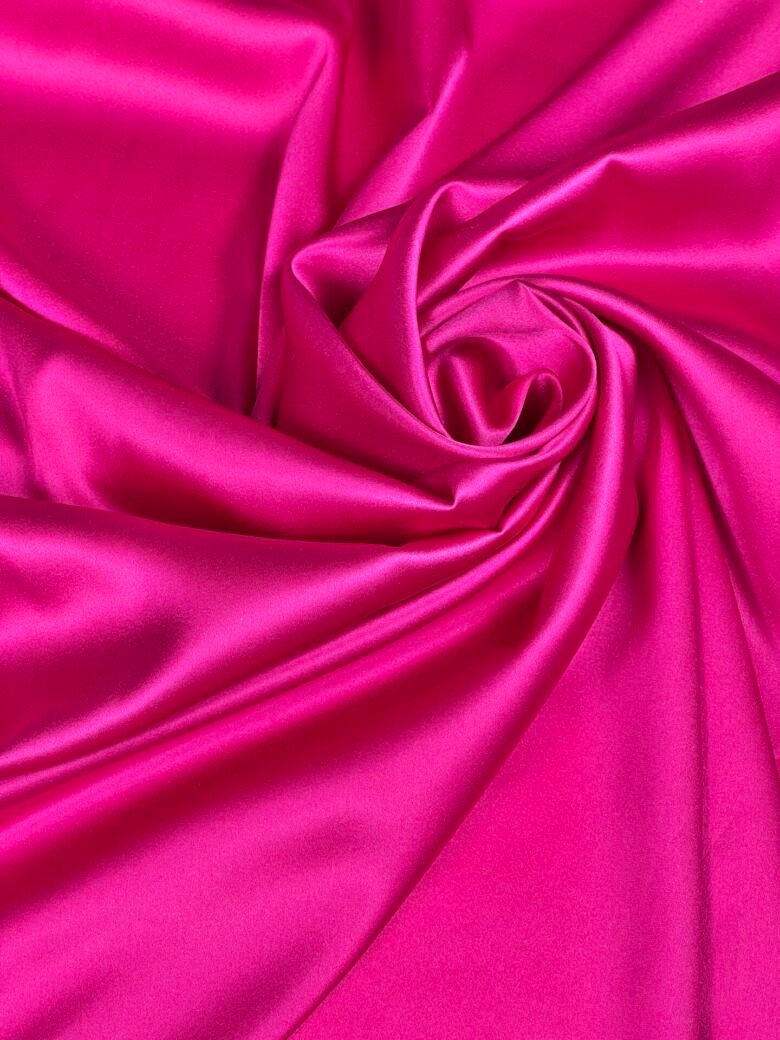 Итальянский коллекционный сатиновый однотонный шелк с эластаном «Royal Pink Rose»