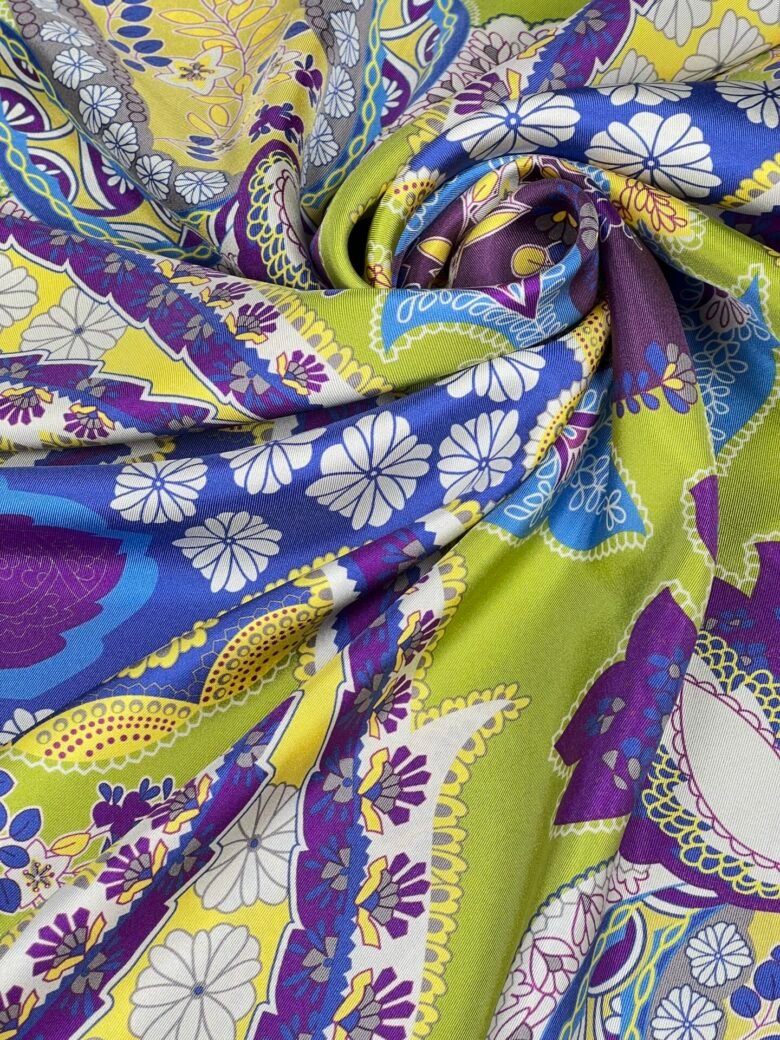 Italian Collectible Natural Silk Crepe Texture "Royal Baroque"