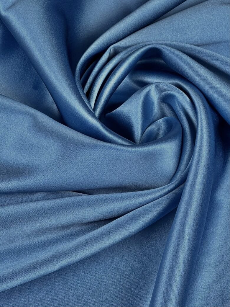 Italian collectible satin solid color silk with elastane in "Water Blue" color (price for the remaining 1 m)