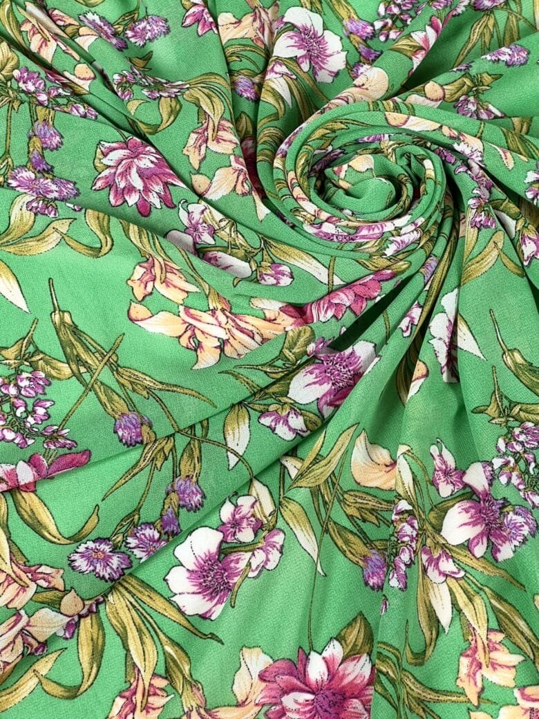 Chiffon "Royal Floral Greenery"