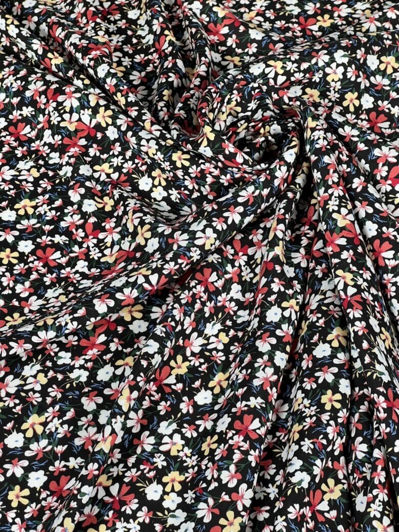 "Colorful Flower Field" Dress Viscose Fabric