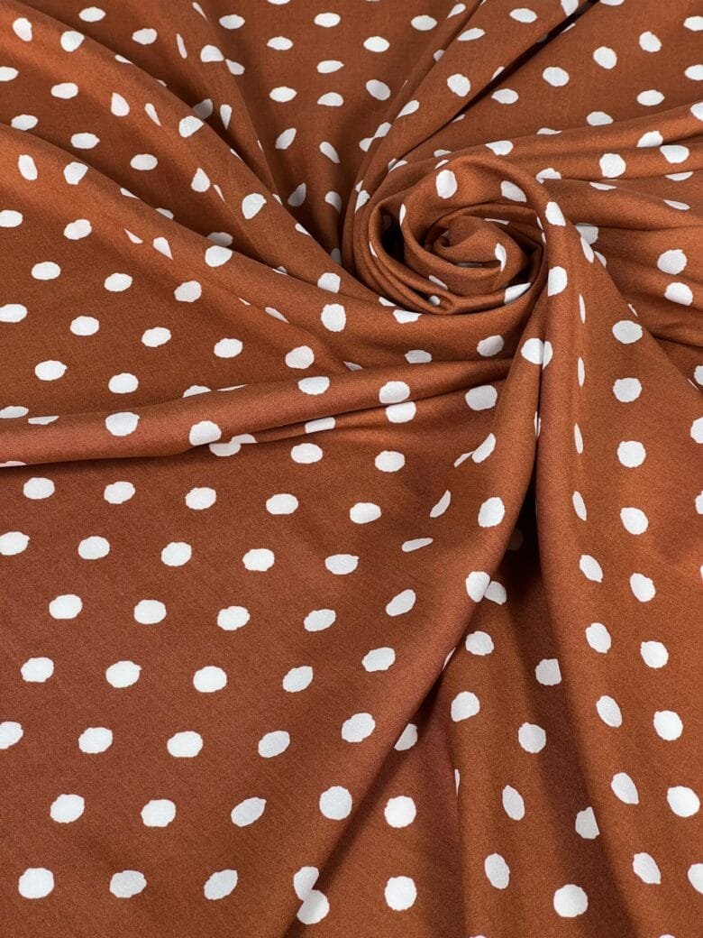 Dress viscose fabric with polka dots "Warna Terracotta" color